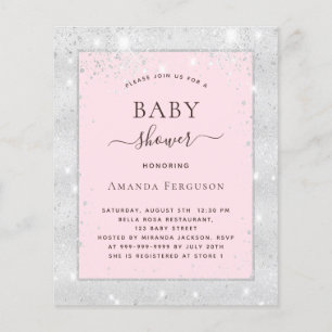 Babydusche Silber Rosa Mädchen Einladung