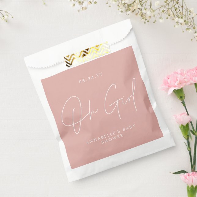 Babydusche-Skript, moderne Rose pink Gast Geschenktütchen (Versiegelt)
