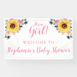 Babydusche Sonnenblume Rosa Blütenblume Personalis Banner