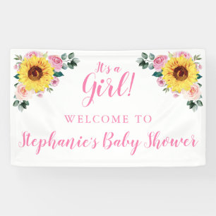 Babydusche Sonnenblume Rosa Blütenblume Personalis Banner