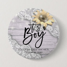 Babydusche Sonnenblume Stall Holz String Lights Button