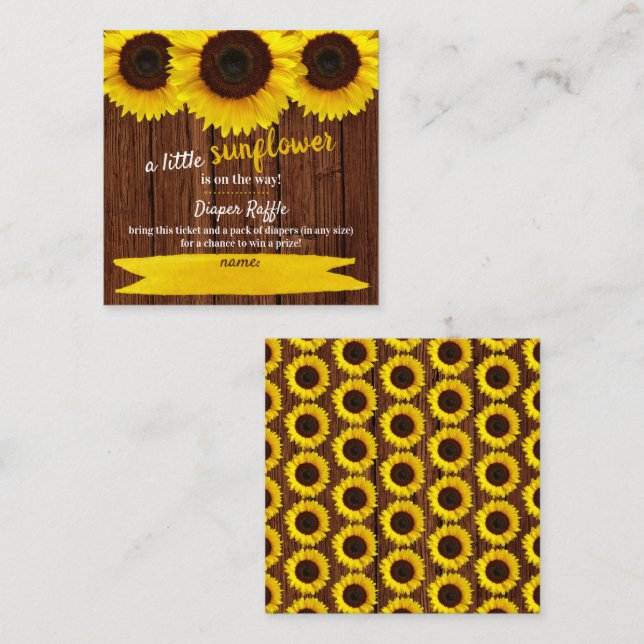 Babydusche Sonnenblume Windelwanne Umschließkarte Begleitkarte (Vorne/Hinten)