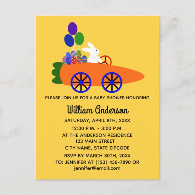 Babydusche Sonnenkarottenwagen Nr. 3 Einladung Pos (Vorderseite)