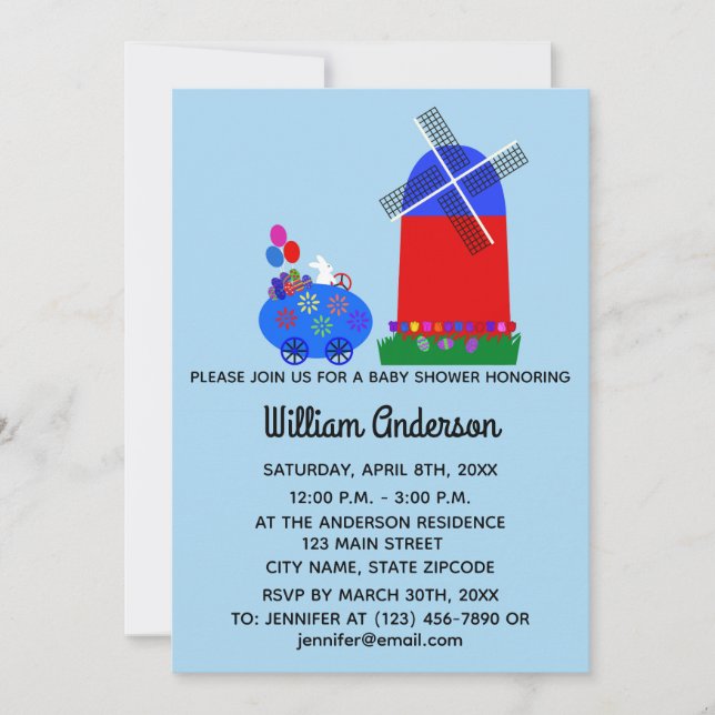 Babydusche Sonnenkraftwagen Nr. 4-2 Einladungskart Save The Date (Vorderseite)