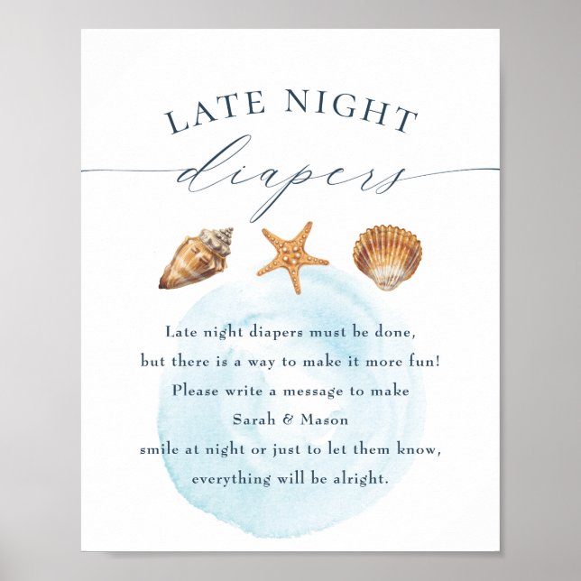 Babydusche "Spate Night Diapers" Unterschrift Poster (Vorne)