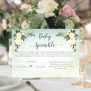 Babydusche Sprinkle Grün Weiße Rosen Blüte