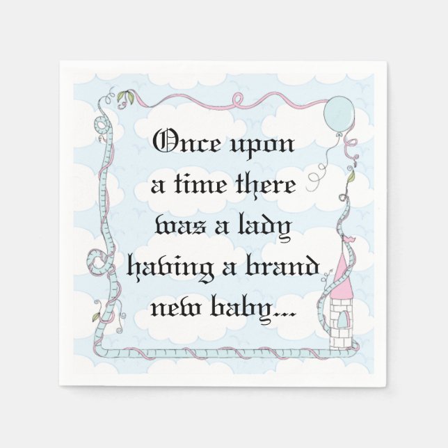 Babydusche Standard Cocktail Napkin Castle Pk/Bl Serviette (Vorderseite)