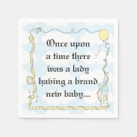 Babydusche Standard Cocktail Napkin Castle Yel/Bl