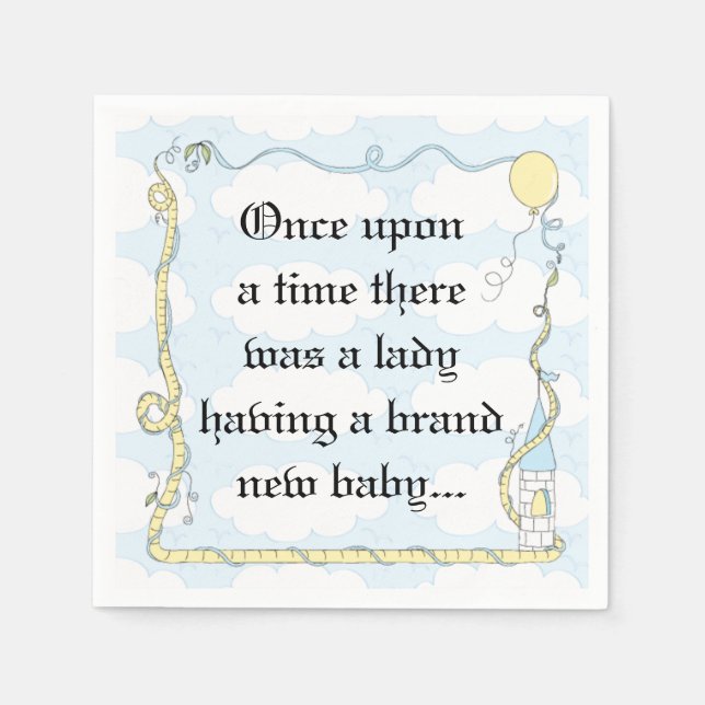 Babydusche Standard Cocktail Napkin Castle Yel/Bl Serviette (Vorderseite)