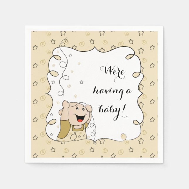 Babydusche Standard Cocktail Napkin Gold/Bk Baby Serviette (Vorderseite)