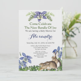 Babydusche Stilvoll Blaues Kaninchen Wasserfarbe