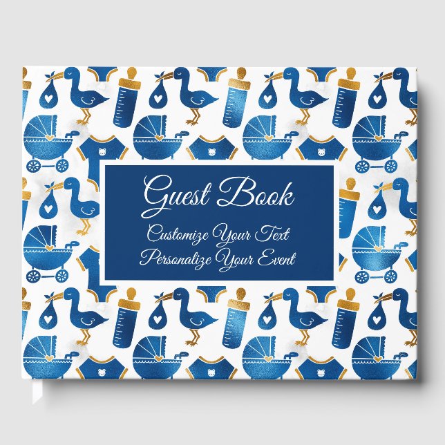 Babydusche Stork Flasche Beförderung Niedlich pers Gästebuch (Vorderseite)