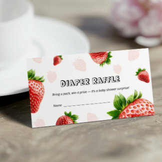 Babydusche Strawberry Diaper Raffekarte Visitenkarte
