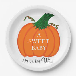 Babydusche Sweet Baby Orange Pumpkin Pappteller