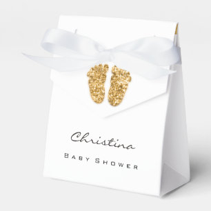 Babydusche Sweet Feet Tropfens Glitzer Gold White Geschenkschachtel