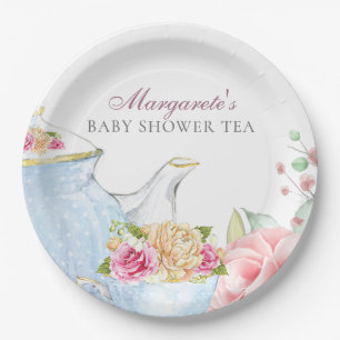 Babydusche Tea Party Blumenbeete Elegante Personal Pappteller