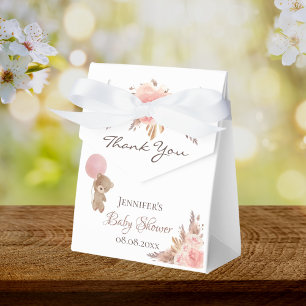 Babydusche Teddy Bär Pampas Gras Blüte Geschenkschachtel