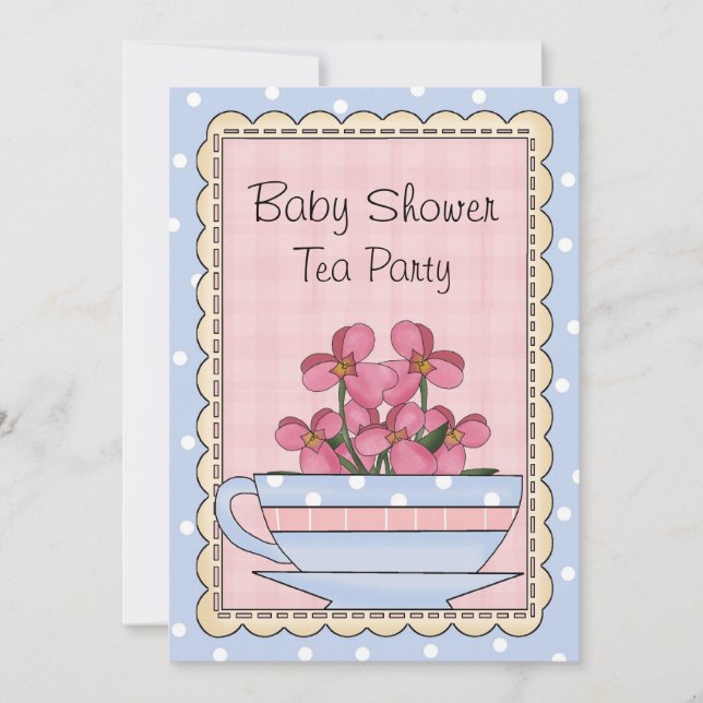 Babydusche Tee Party Einladung (Vorderseite)