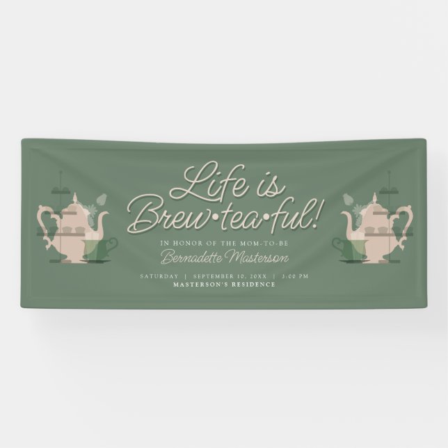 Babydusche Tee Party Niedliches Minimalistisches s Banner (Horizontal)