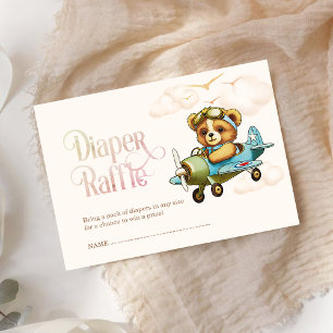 Babydusche Tiny Pilot Teddy Bear Diaper Raffle Begleitkarte