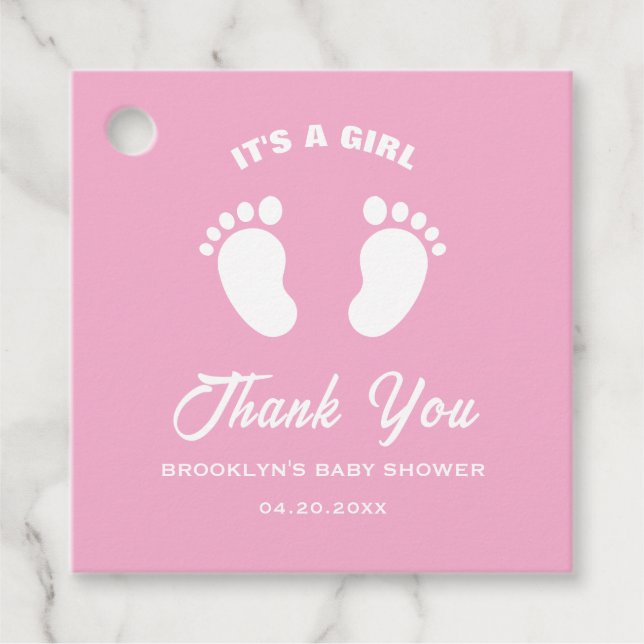 Babydusche Trendy Trendy The Girl Pink White Fee Geschenkanhänger (Vorderseite)