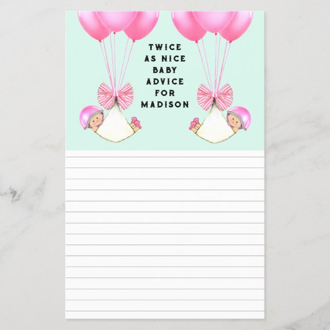 Babydusche Twins Ratgeber Karten (Vorne)