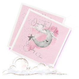 Babydusche über dem Mond, rosa Mädchen Serviette