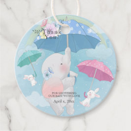 Babydusche Umbrellas Elephant Bunnies Geschenkanhänger