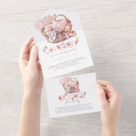 Babydusche und Bücher für Baby-Babykörbe All In One Einladung