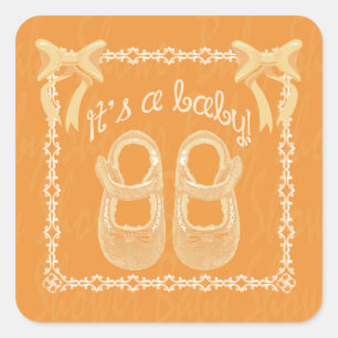 Babydusche unisex-orange-quadratische Aufkleber
