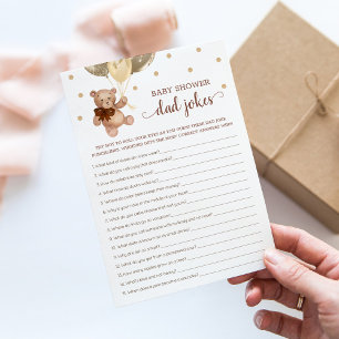 Babydusche Vater Jokes Game Teddy Bear Brown Card Einladung