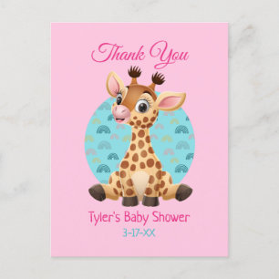 Babydusche Vielen Dank, Giraffe DIY Name & Nachric Postkarte