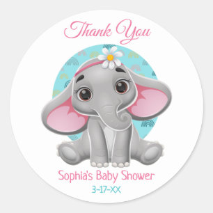 Babydusche Vielen Dank Niedlicher Elephant-Name, I Runder Aufkleber