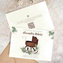 Babydusche Vintag Carriage Greenerie Einladung