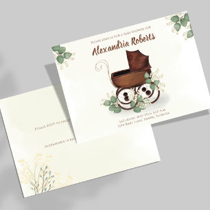 Babydusche Vintag Carriage Greenerie Einladung