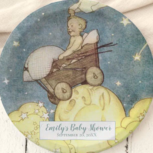 Babydusche "Vintag Moon and Stars" Pappteller