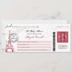 Babydusche Vintag Paris Boarding Pass Einladung