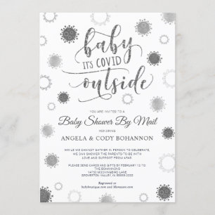 Babydusche von Mail BABY ITS COVID OUTSIDE Silber Einladung