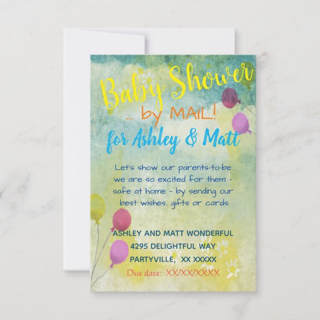 Babydusche von Mail Daisies Balloons Einladung (Vorderseite)