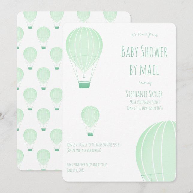 Babydusche von Mail Green Hot Air Ballon Einladung (Vorne/Hinten)