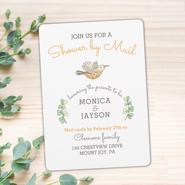 Babydusche von Mail Niedlich Mama Bird Einladung (Baby Shower By Mail Invitation)