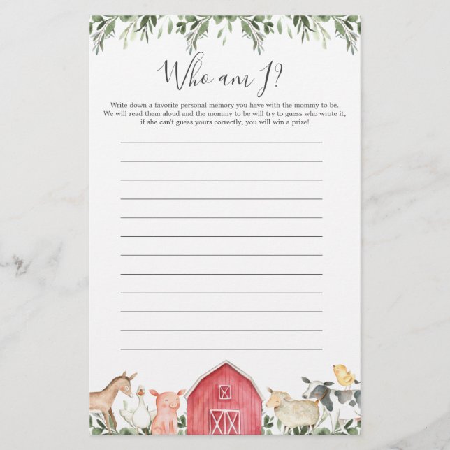 Babydusche von Nutztieren, die ich spiele (Vorderseite)