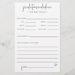 Babydusche Vorhersage und Ratgeber Papierkarte Flyer