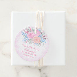 Babydusche Wasserfarbe Bouquet Pink Roses Geschenkanhänger