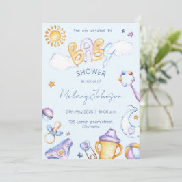 Babydusche Wasserfarbe Einladung