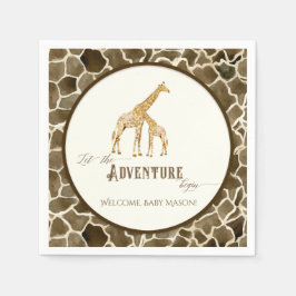 Babydusche Wasserfarbe Giraffe Mama und Baby Serviette