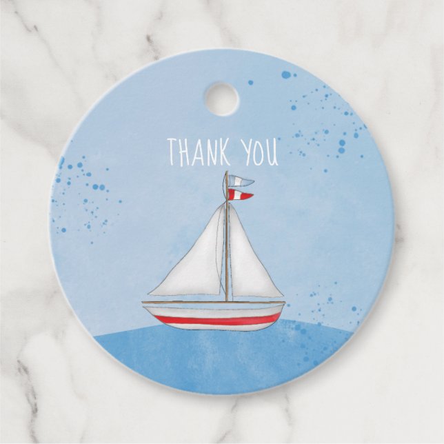 Babydusche Wasserfarbe Niedlich Danke Geschenkanhänger (Vorderseite)