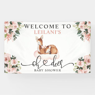 Babydusche Wasserfarbe Oh Deer Pink Blumengrün Wi Banner