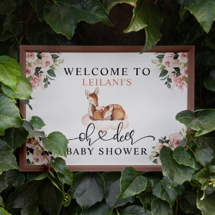 Babydusche Wasserfarbe Oh Deer Pink Blumengrün Wil Poster