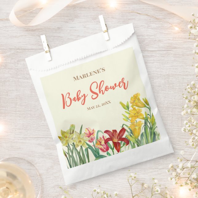 Babydusche Wasserfarbe Orangengelbe Frühlingssonne Geschenktütchen (Ausgeschnitten)